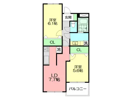 ピア湘南夕陽ヶ丘(2LDK/3階)の間取り写真