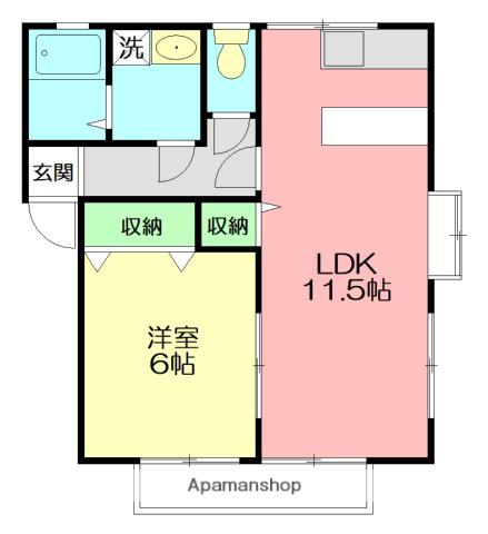 エクセハイム(1LDK/1階)の間取り写真