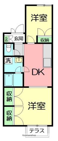 東海岸レジデンス(2DK/1階)の間取り写真