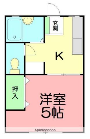 ふれあいタウン A棟(1K/1階)の間取り写真