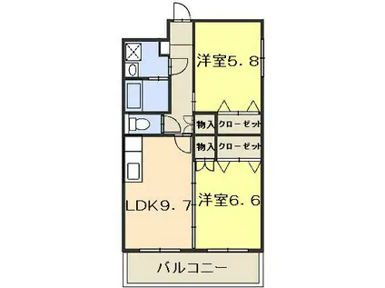 ラシーヌI(2DK/1階)の間取り写真