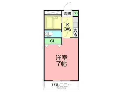 ホロン湘南弐番館(1K/1階)の間取り写真