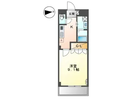 パラシオン平塚(1K/5階)の間取り写真