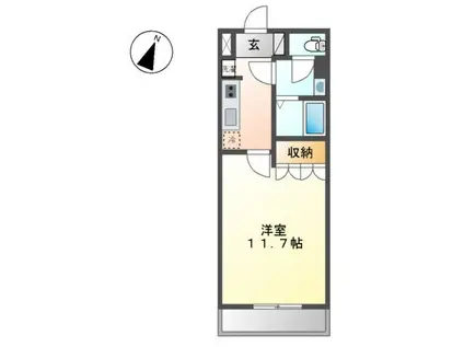 プレサスSⅡ(1K/2階)の間取り写真