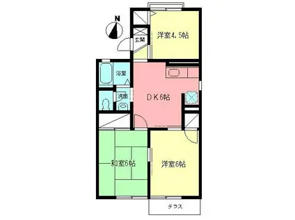 エステート山室(3DK/1階)の間取り写真