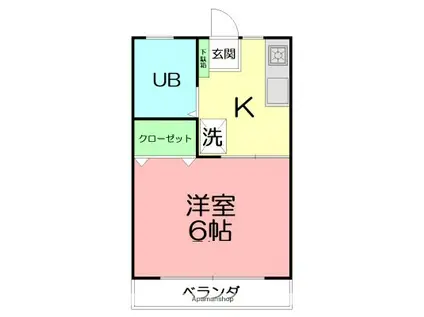 ヤマフジハイツ D(1K/1階)の間取り写真