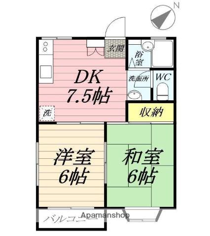 ブランメゾン長後(2DK/2階)の間取り写真