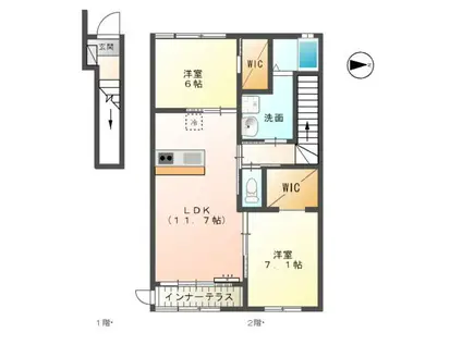 リヴェール ブリス(2LDK/2階)の間取り写真