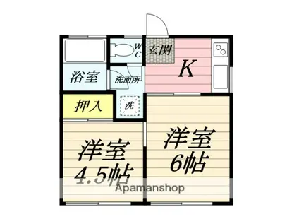 ヒルトップ湘南(2K/1階)の間取り写真