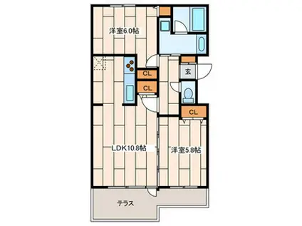 MODERNO(2LDK/1階)の間取り写真