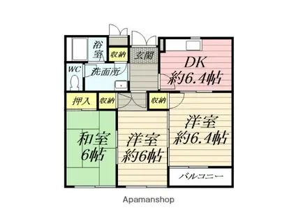 レーベンハイツ湘南(3DK/2階)の間取り写真