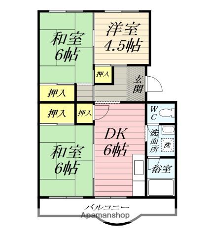 清水マンション(3DK/2階)の間取り写真
