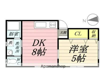 リバーサイド平井Ⅱ(1DK/1階)の間取り写真