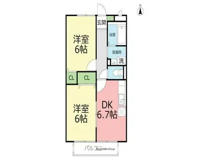 メイプルカーサ(2DK/1階)の間取り写真
