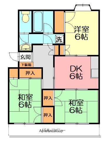 クレール茅ヶ崎(3DK/3階)の間取り写真