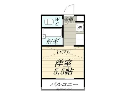 パンシオンつきみ野(ワンルーム/2階)の間取り写真