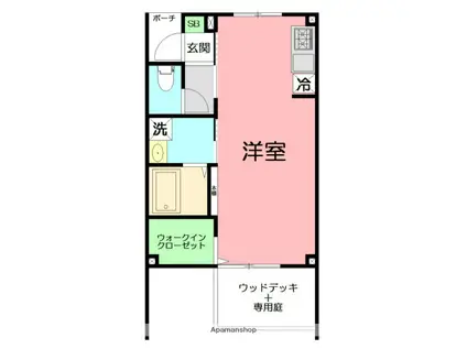 LIFESHIP C棟(ワンルーム/1階)の間取り写真