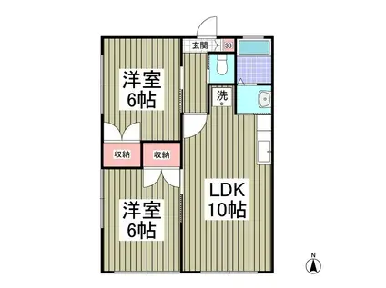 シーサイドハイムカトウⅡ(2LDK/1階)の間取り写真