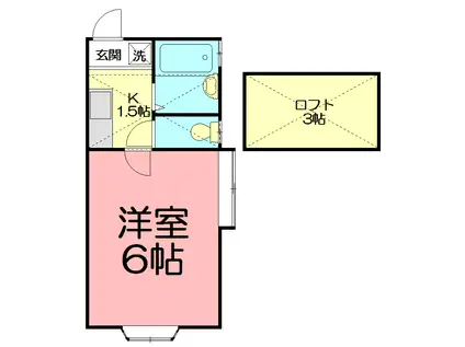 エルミタージュ(1K/1階)の間取り写真