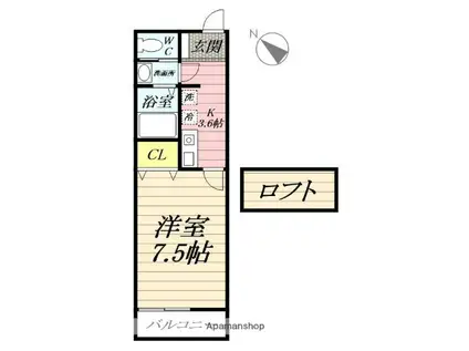 ミル シャンブル(1K/2階)の間取り写真