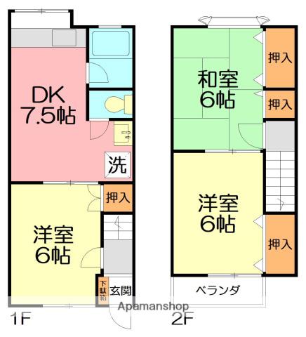 テラスパークサイド(3DK)の間取り写真