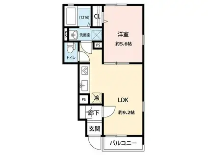 アムールアンバー(1LDK/1階)の間取り写真