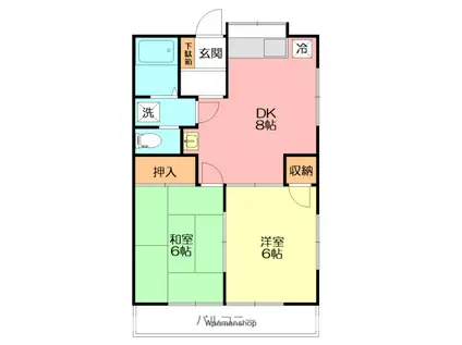 レーベンハイム21C棟(2DK/1階)の間取り写真