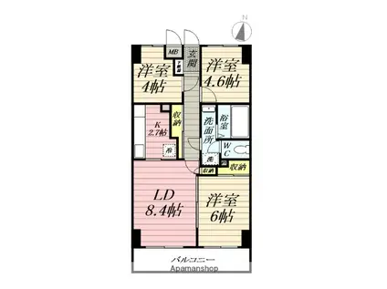 ブルーショア湘南NEO(3LDK/4階)の間取り写真