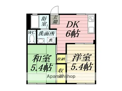 グリーンコーポ(2DK/1階)の間取り写真