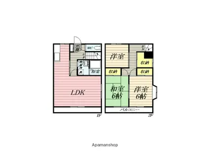 穂谷野コーポ(3LDK/1階)の間取り写真