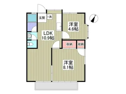コーポ光C棟(2LDK/2階)の間取り写真