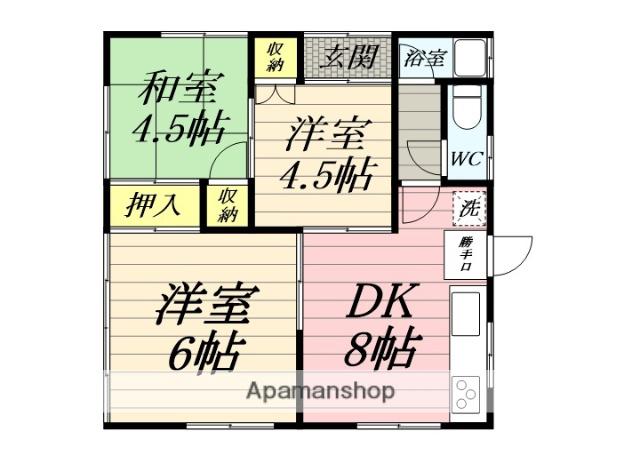 東海道本線 国府津駅 徒歩16分 1階建 築39年(3DK)の間取り写真