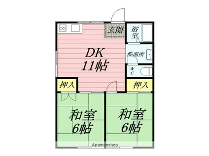 コーポミノシマ(2DK/2階)の間取り写真