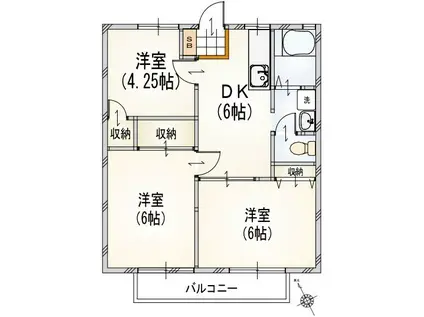 ホワイトクレイン(3DK/1階)の間取り写真