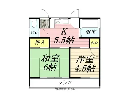 小田急電鉄小田原線 栢山駅 徒歩12分 1階建 築56年(2K)の間取り写真