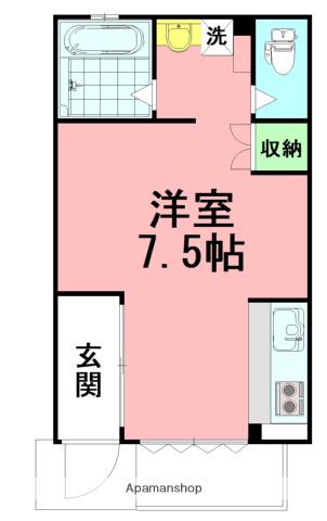グリーンハウス平塚(ワンルーム/1階)の間取り写真