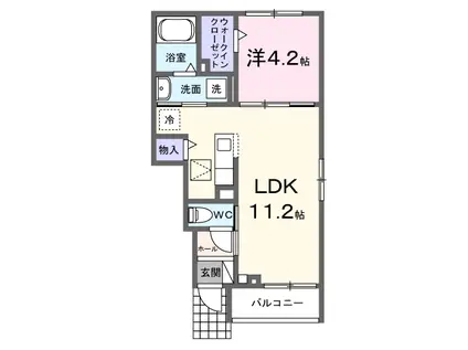エフノーブル(1LDK/1階)の間取り写真