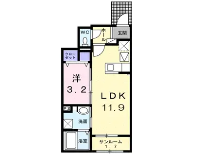セスト湘南(1LDK/1階)の間取り写真