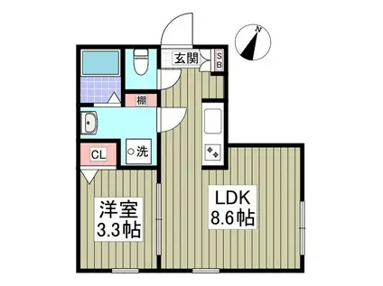 HALE伊勢原(1LDK/1階)の間取り写真
