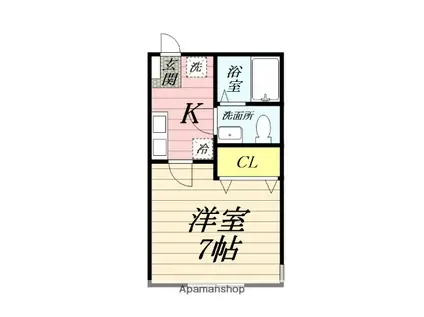 藤沢市下土棚アパート(1K/3階)の間取り写真