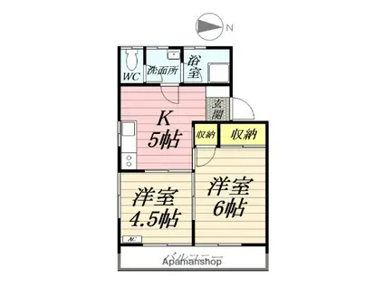 サザンハイツ(2K/2階)の間取り写真