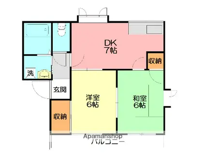 ルミエール加藤B(2DK/2階)の間取り写真