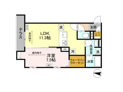 フリシュ深見(1LDK/1階)の間取り写真