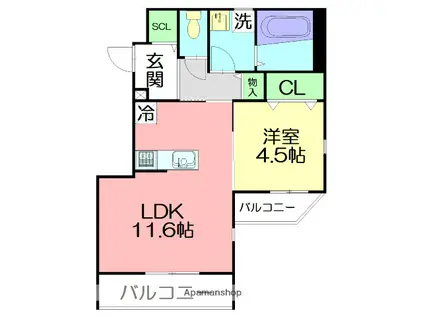 RIVER VILLAGE 茅ヶ崎中海岸(1LDK/3階)の間取り写真