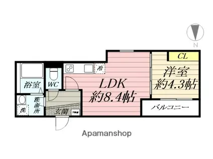 GRADUS平塚Ⅱ(1LDK/1階)の間取り写真