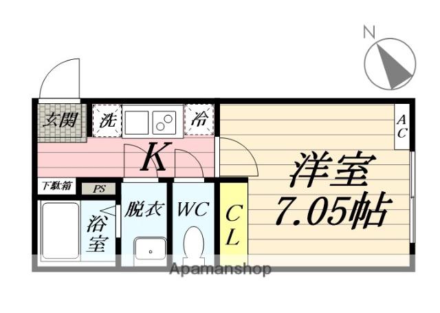 カインドネス辻堂ノース(1K/2階)の間取り写真