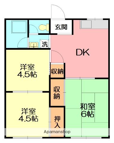 コーポ宮川(3DK/2階)の間取り写真
