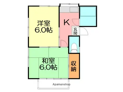 コーポプラムA棟(2K/1階)の間取り写真