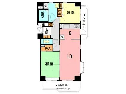 内藤マンションA棟(2LDK/2階)の間取り写真
