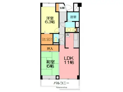 内藤マンションA棟(2LDK/3階)の間取り写真